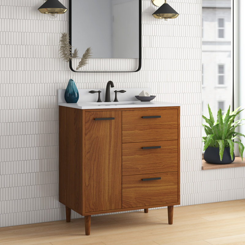 Mercury Row® 30 Inch Bathroom Vanity In Teak With Backsplash & Reviews